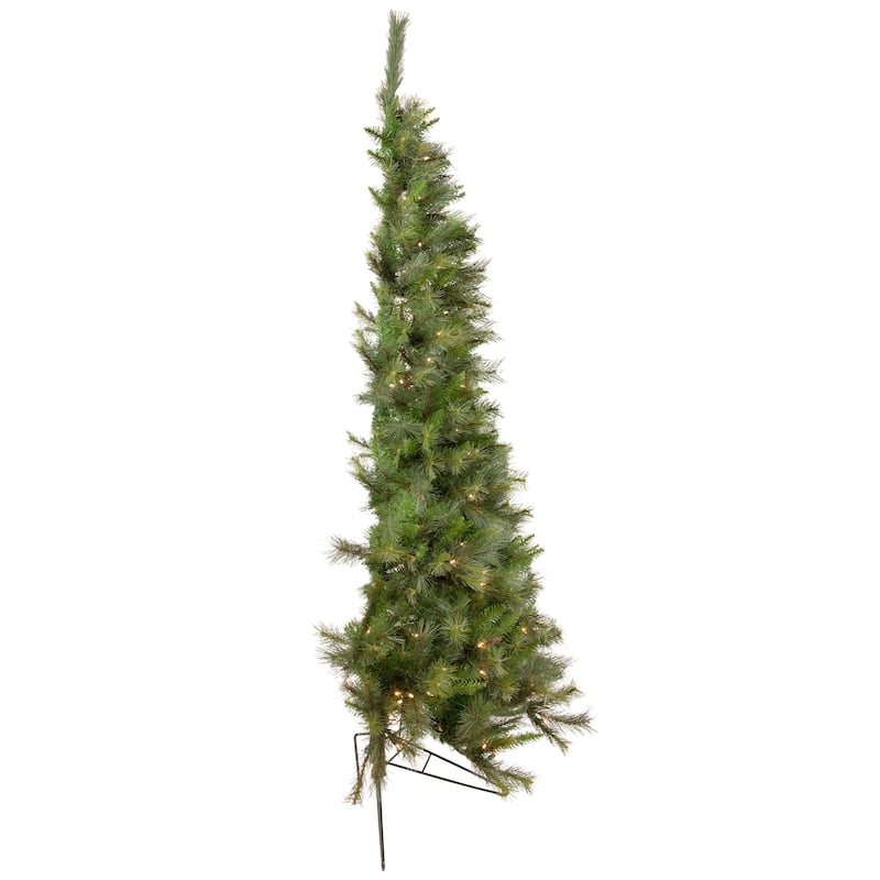 6.5' Pre-Lit Medium Canyon Pine Artificial Christmas Wall Tree Clear Lights