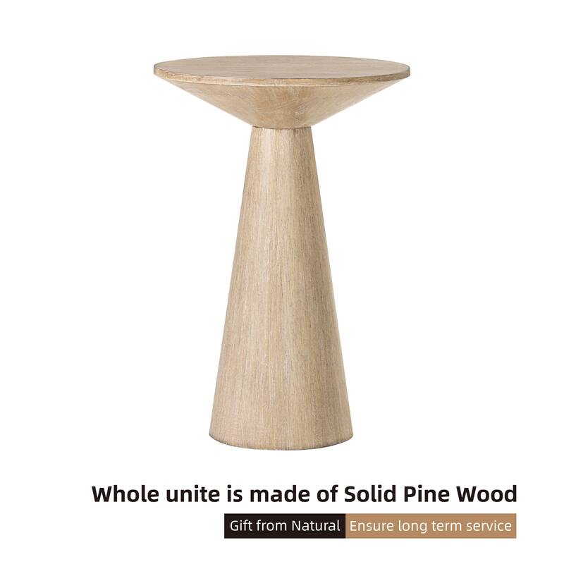 COZAYH Farmhouse Pedestal End Table, Round Martini Table Wood Plant Stand Rustic Small Drink Table for Living Room, Bedroom