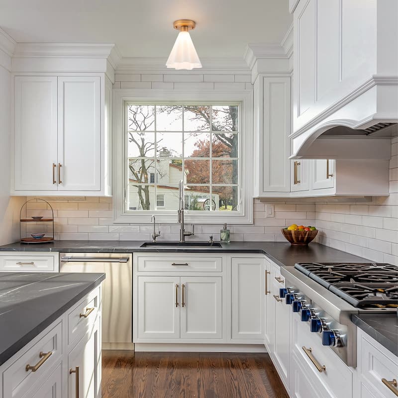 Vintage 1-Light Glass Cone Flush Mount Ceiling Light - Brass