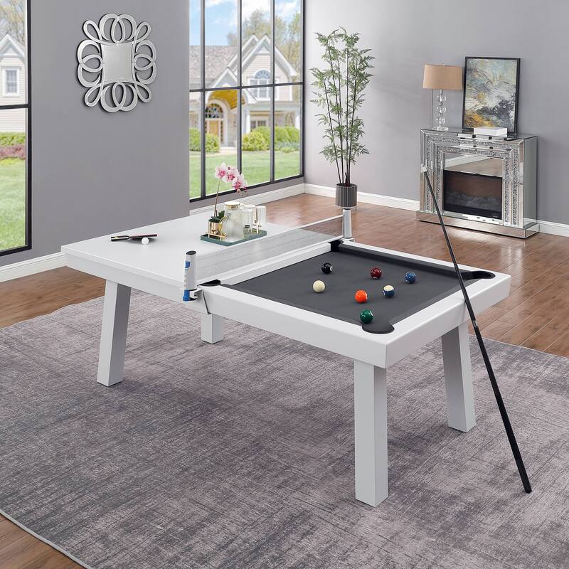 Laguna Indoor/Outdoor 8ft Slate Pool Table with Dining Top & Accessories - White/Grey