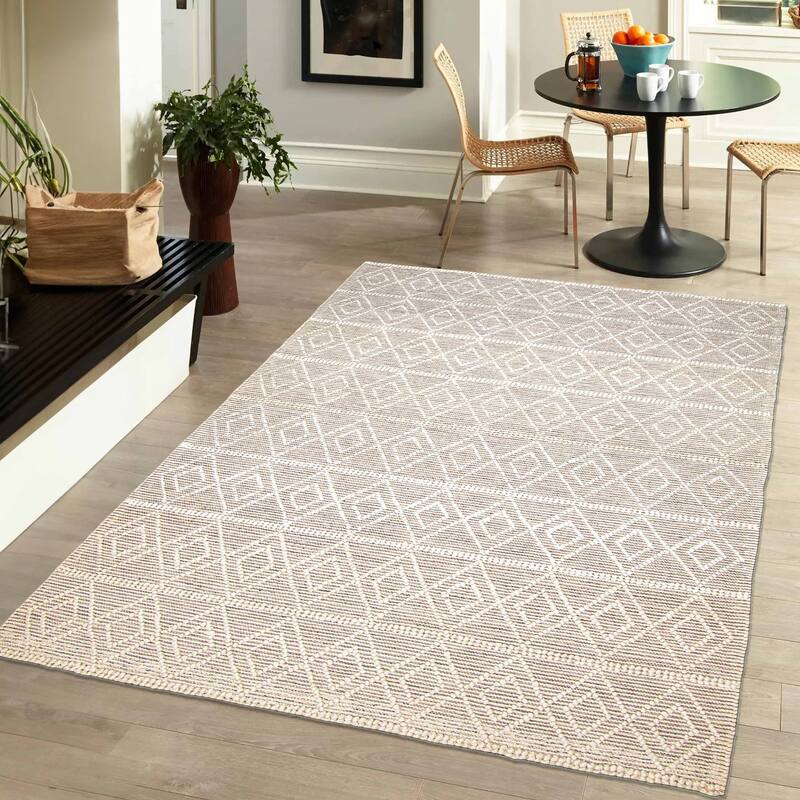 ECARPETGALLERY Braid weave Sienna Cream Wool Rug - 6'1 x 8'10
