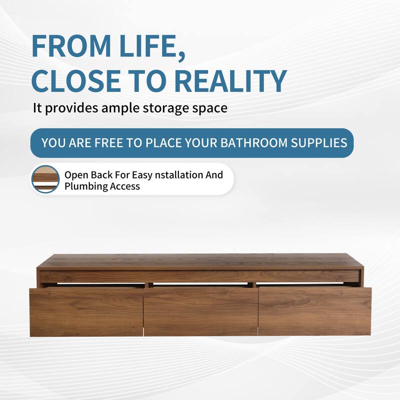 ARTCHIRLY 30/60 Inch Bathroom Vanity with Sink, Floating Bathroom Vanity With Soft Close Drawer