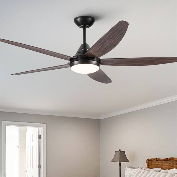 Brown Wood Grain ABS Blade 56 Inch LED Ceiling Fan Lighting 56inch