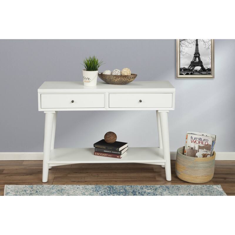 Solid Wood Console Table with Drawers and Floor Shelf - 42” L x 14” W x 33” H