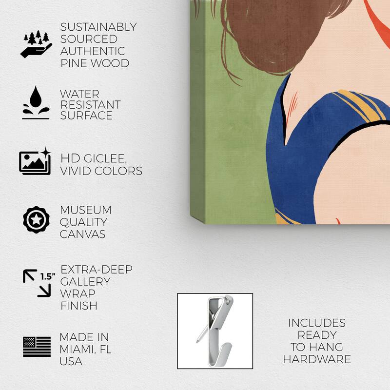 Wynwood Studio Fashion and Glam Sunshine Gal Blue and Modern & Contemporary Wall Art Canvas Print