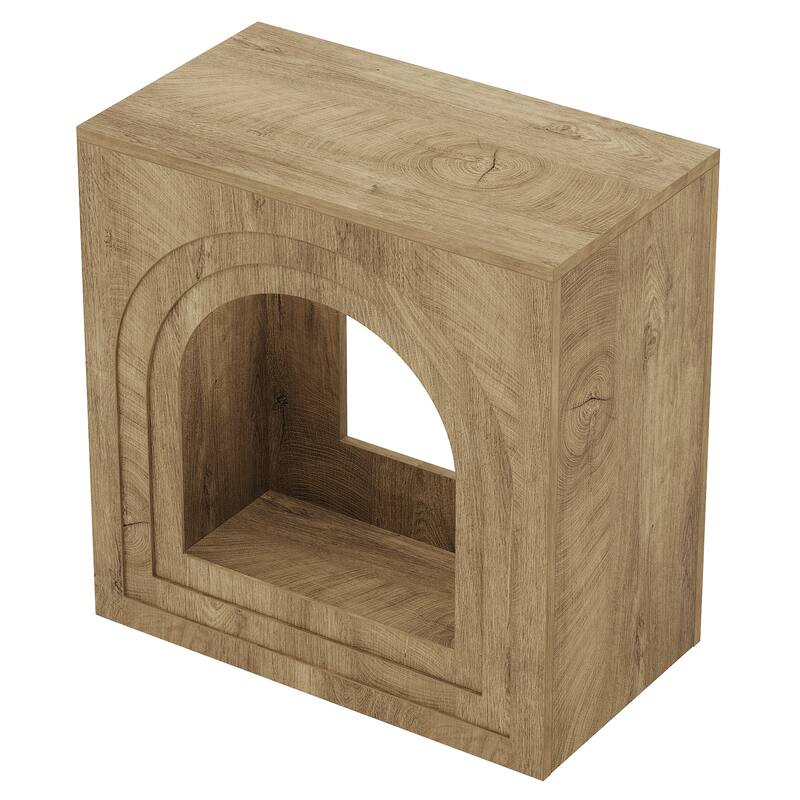 2-Tier End Table, Side Table with Open Shelf, Arched Nightstand for Living Room, Bedroom