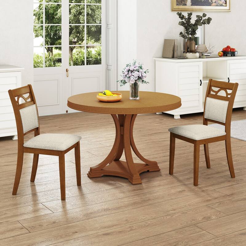 Gymax Dining Chairs Set of 2 w/Rubber Wood Frame Padded Seat &