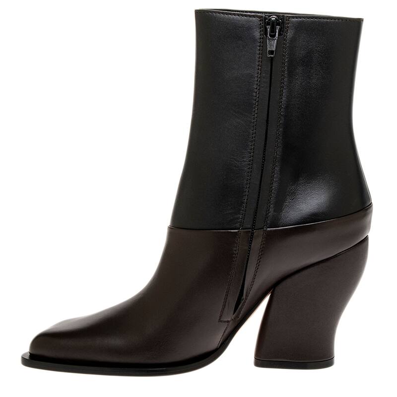 Loewe Two-Tone Onda Booties - Black and Dark Brown