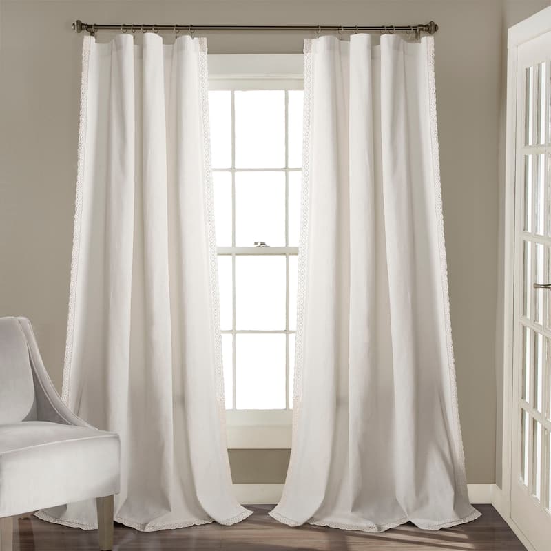 The Gray Barn Kind Koala Vintage Farmhouse Light Filtering Curtain Panel Pair - 95" x 54" - White