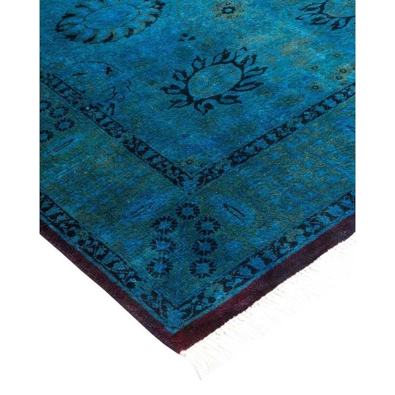 Overton Hand Knotted Wool Vintage Inspired Modern Contemporary Overdyed Blue Area Rug - 3' 1" x 5' 3"