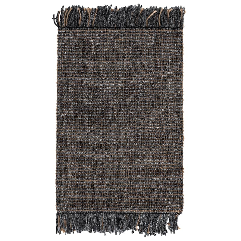SAFAVIEH Handmade Natural Fiber Reneta Jute Fringe Rug - 2'3" x 4' - Charcoal/Natural