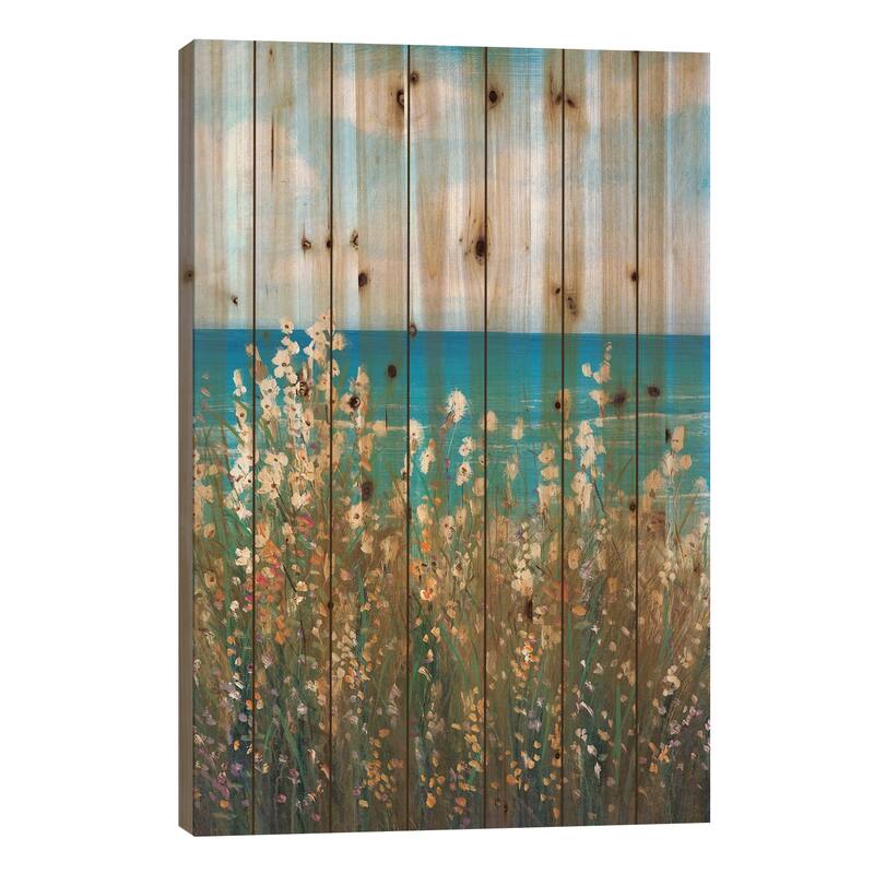 Flowers at the Coast II Print On Wood by Tim OToole - Multi-Color - 40x26x1.5