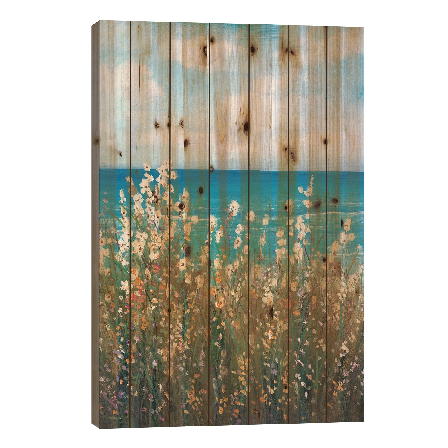 Flowers at the Coast II Print On Wood by Tim OToole - Multi-Color