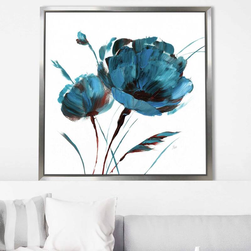 "Blue Poppy Splash I" by Nan Print on Floating Canvas