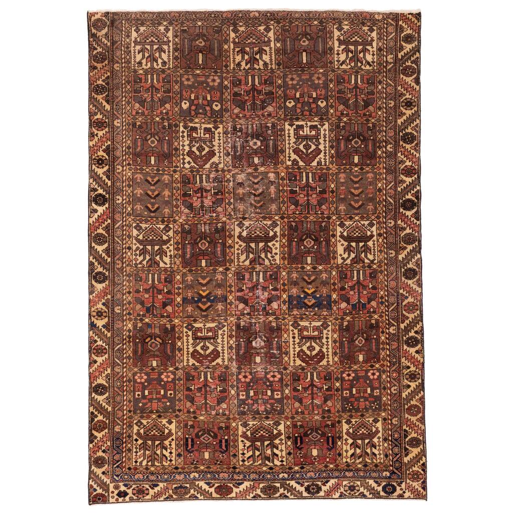 ECARPETGALLERY Hand-knotted Kayseri Vintage Brown, Red Wool Rug - 6'5 x 9'2