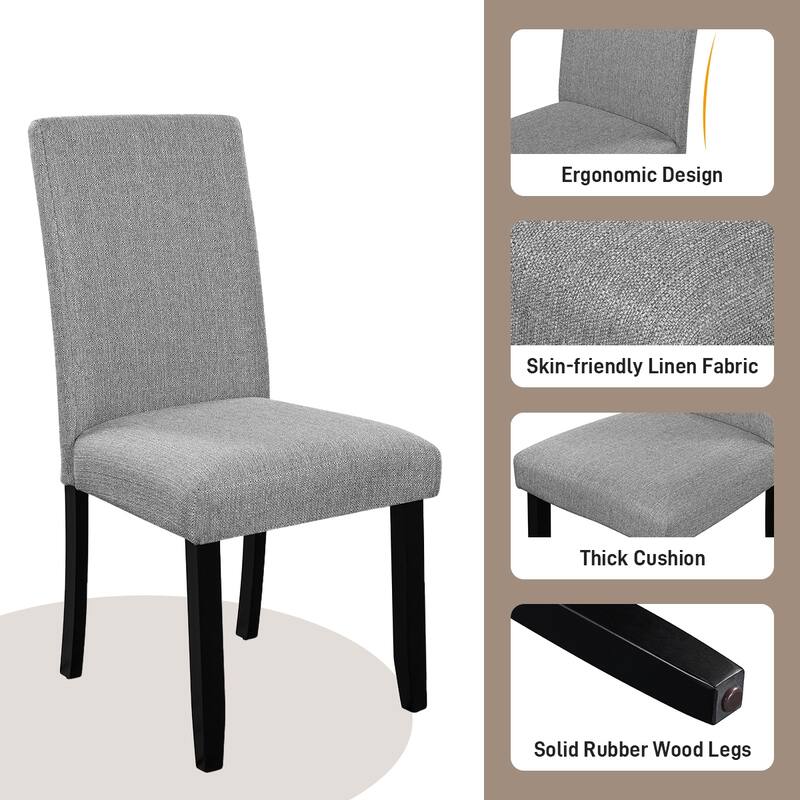 5-Piece, Modern Round Dining Table set with Dining Table and 4 Upholstered Chairs, for Dining Room, Kitchen Room, Living Room