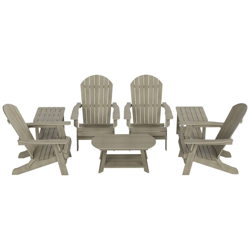 Vineyard HIPS Outdoor Folding Eco-Friendly All Weather Seashell Adirondack Chairs (7-Piece Conversation Set)