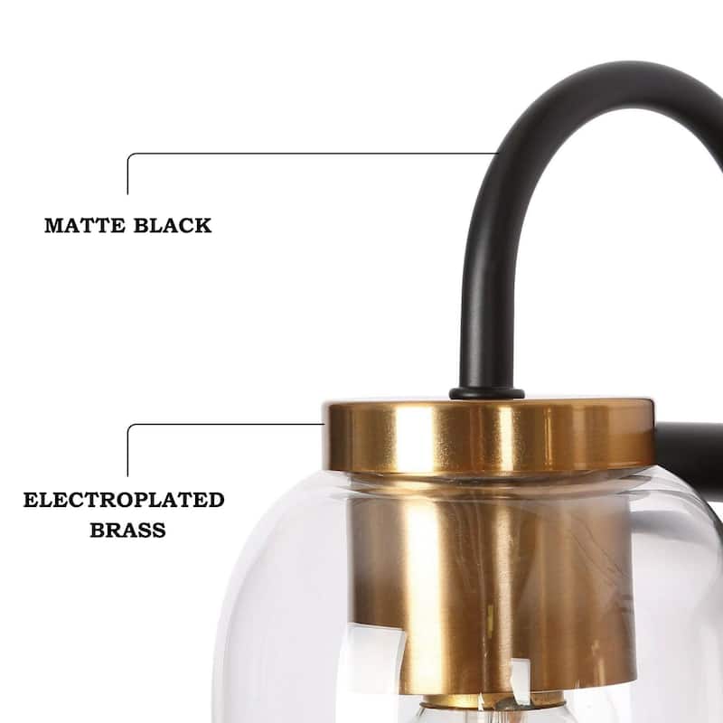 Modern Classic 3-Light Black Bathroom Vanity Light Fixture Gold Brass Wall Sconces with Cylinder Glass - 21" L x 6.5" W x 9" H