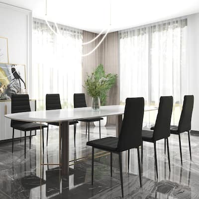 Set Of 6 High Back PU Leather Dining Chairs