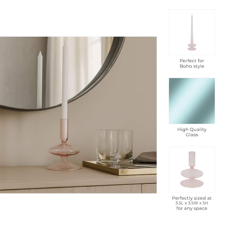Sculptural Glass Candle Holder with Rounded Accent Base - Modern Tabletop Candle Holder for Any Room