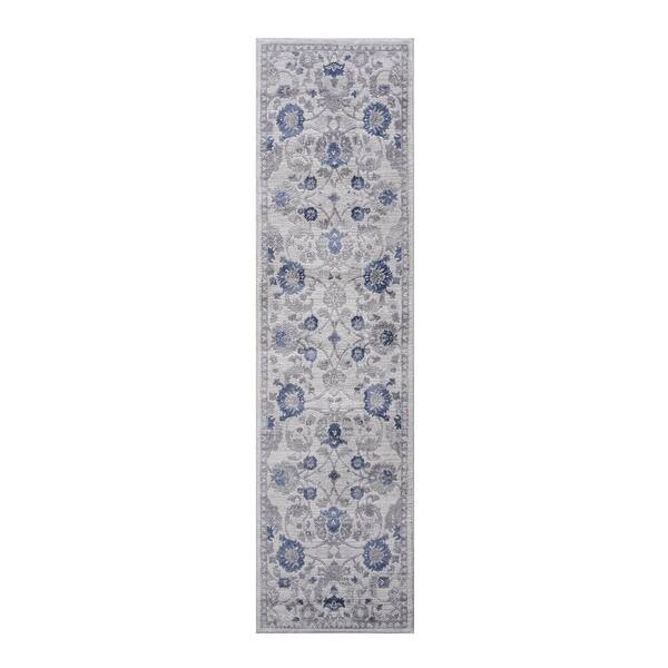 slide 2 of 7, LOOM & LUXE Collection 2X8 Blue/Silver/Oriental Non-Shedding Area Rug - 96" D x 26" W x 0.35" H