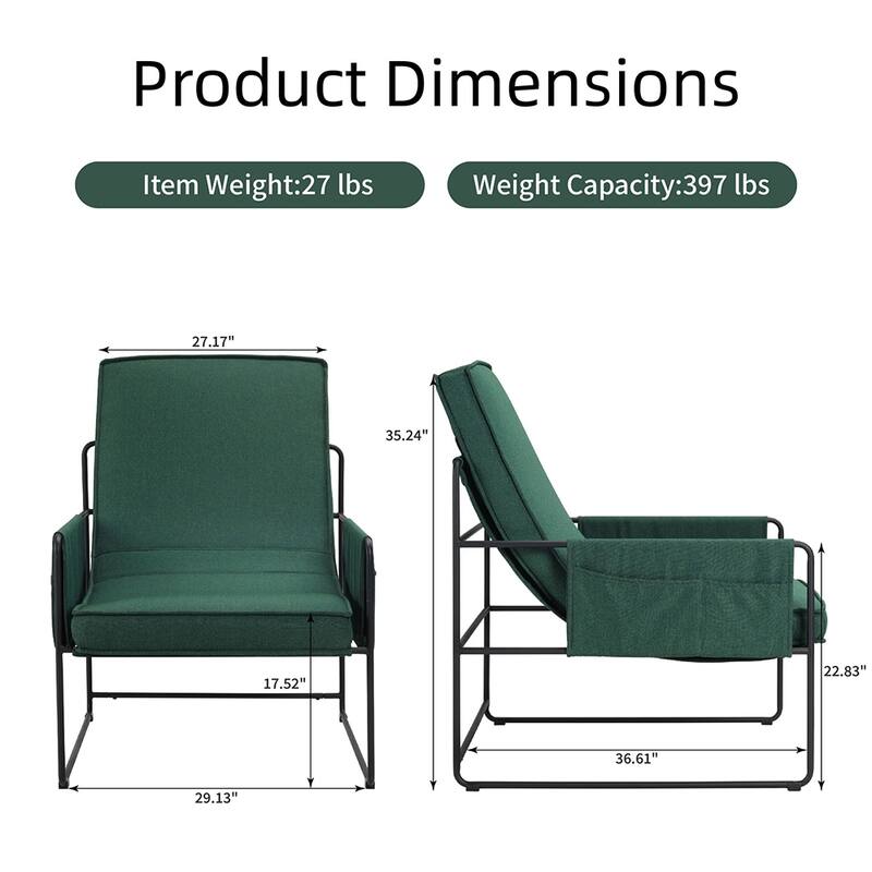 Sling Accent Chair with Removable Cushion and Storage Bag, Multi-Room