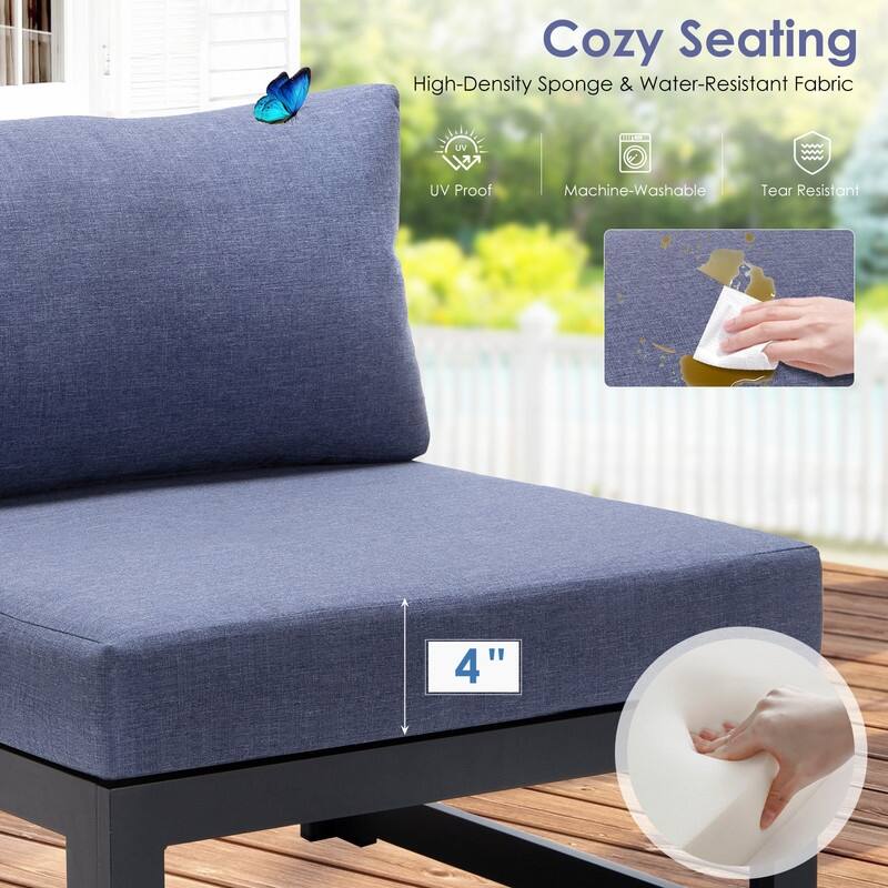 FINCATI Aluminum Outdoor Patio Furniture Conversation Sectional Sofa Set