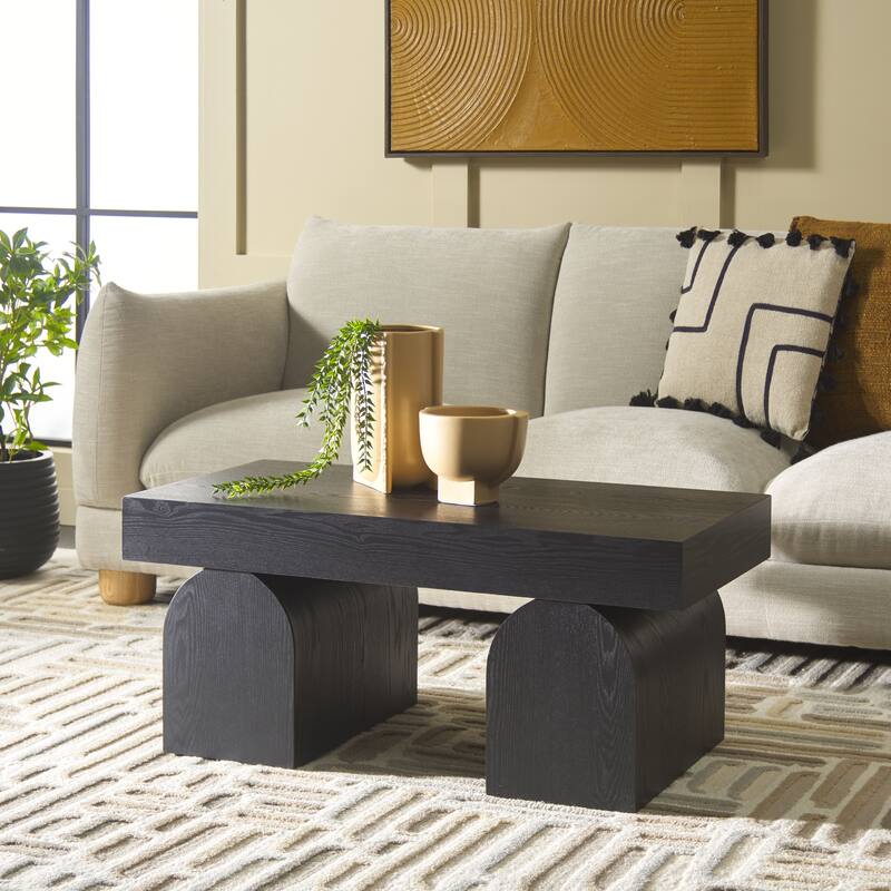 SAFAVIEH Okashu Modern Coffee Table, Fully Assembled - 36"W x 18"D x 16"H - Black
