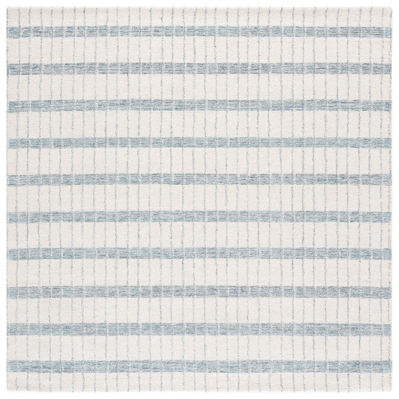 SAFAVIEH Handmade Genre Poliana Wool Rug - 6' Square - Ivory/Blue