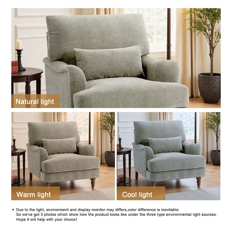 Set of 2 Mid Century Chenille Upholstered Accent Chairs