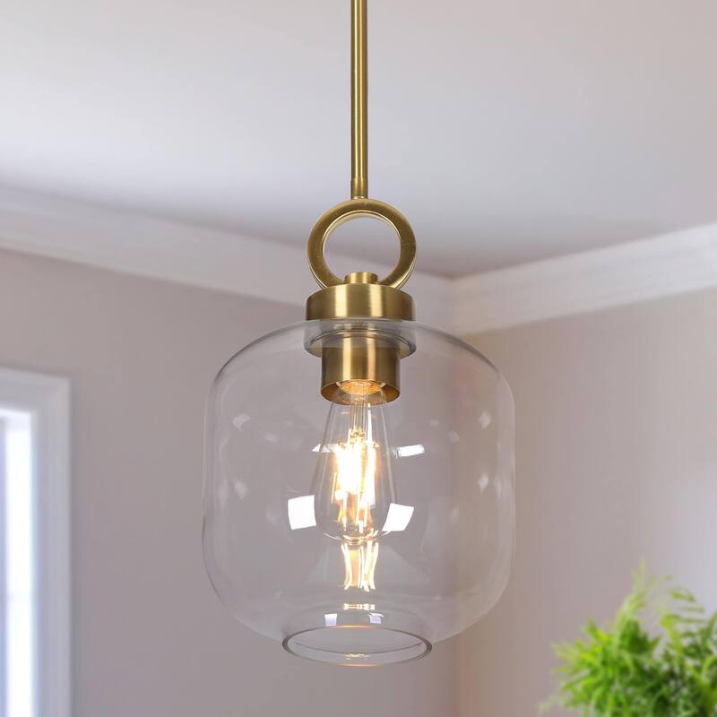 Mid-century Modern 1-light Gold Pendant Light Dimmable Kitchen Island Lighting - 7.8 inches
