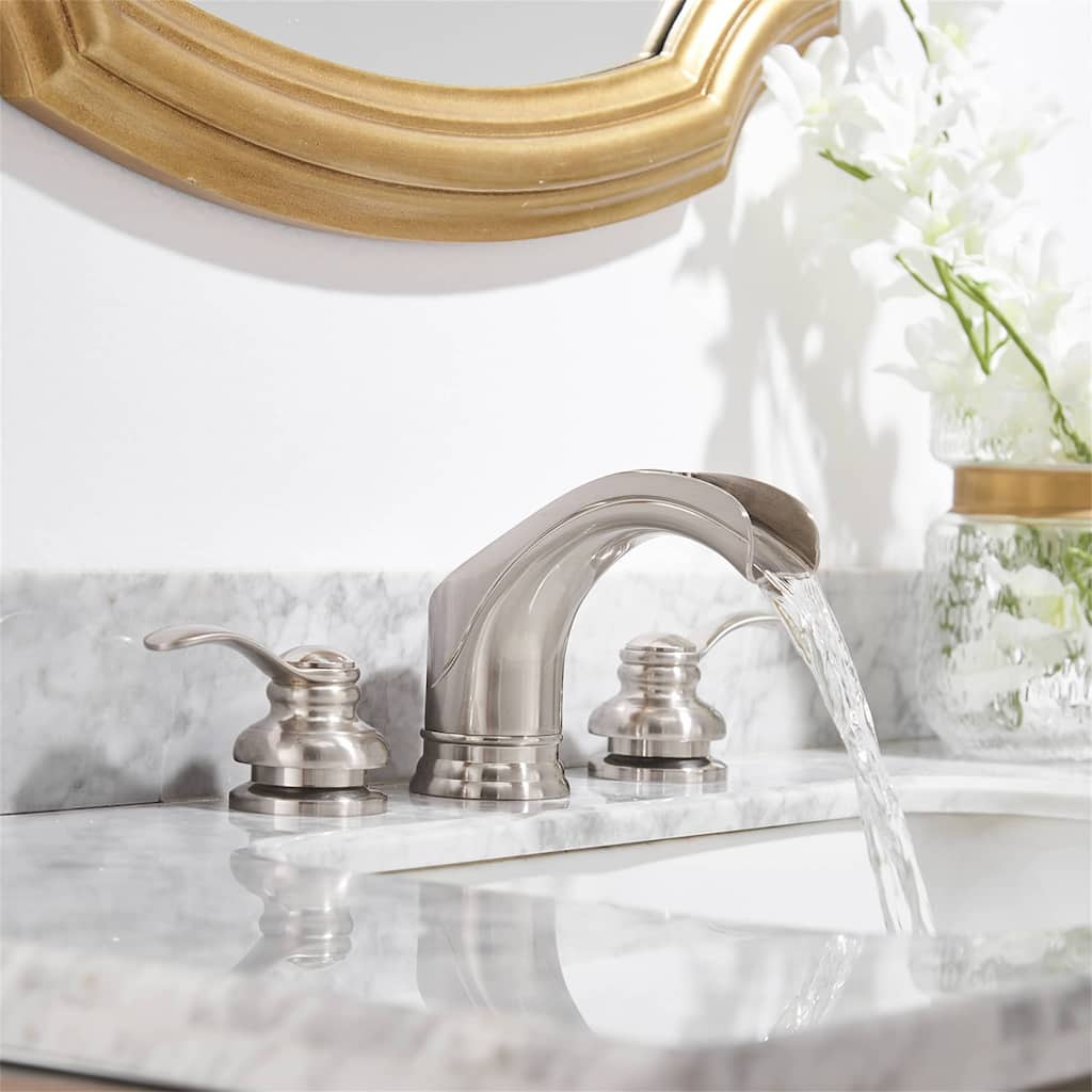 Waterfall Widespread Bathroom Faucet Double Hanlde 8 Inch Bathroom Sink Faucets 3 Hole Modern Basin Vanity Mixer Tap With Valve