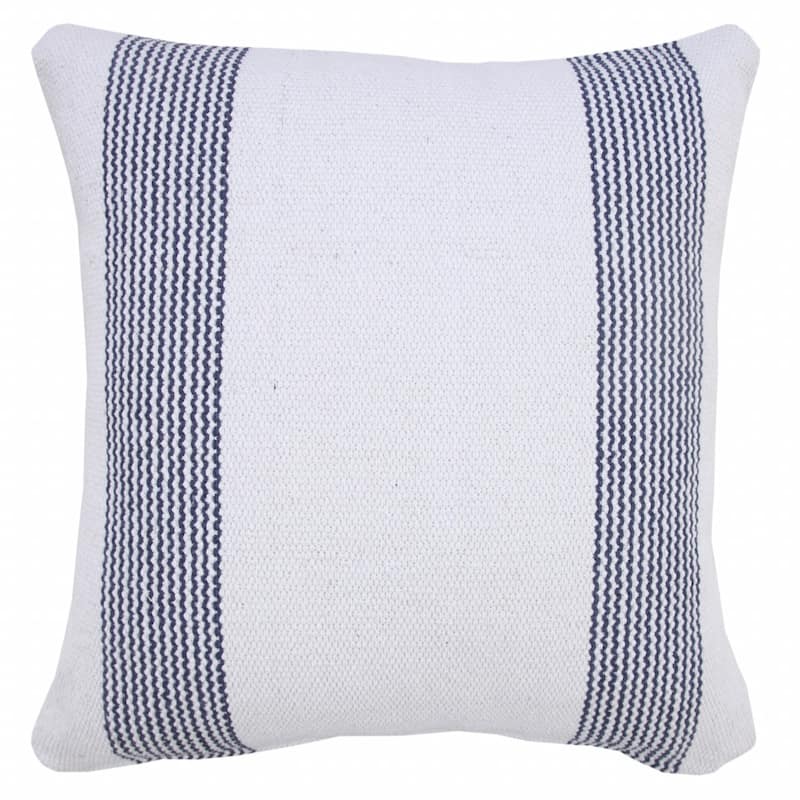 HomeRoots 20" X 20" Pale Blue And White 100% Cotton Geometric Zippered Pillow