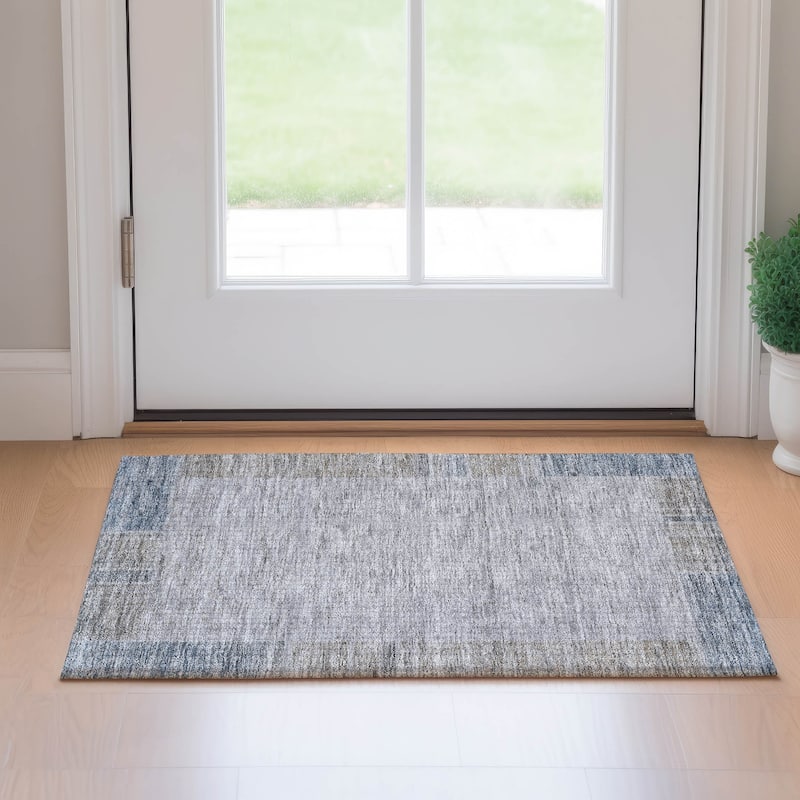 Premium Washable Super Soft Modern Border Mayfield Rug - Taupe - 1' 8" x 2' 6" - Rectangle