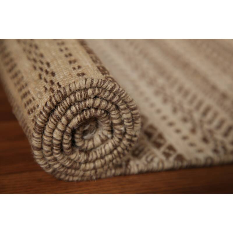 Striped Modern Gabbeh Runner Rug Handmade Wool Carpet - 2'6"x 11'8"