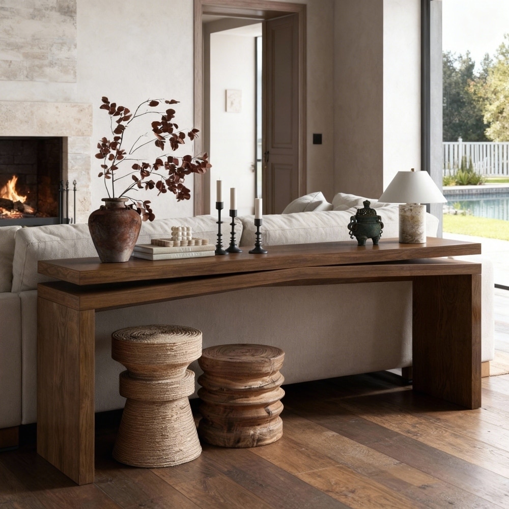 Long Farmhouse Entryway Sofa Table for Living Room