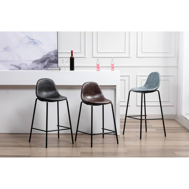 Porthos Home Tave Counter Stools Set Of 2, PU Leather Upholstery, Iron Legs