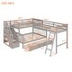 preview thumbnail 23 of 44, Twin over Full L-Shaped Wooden Bunk Bed,Sloping Ladder and Staircase