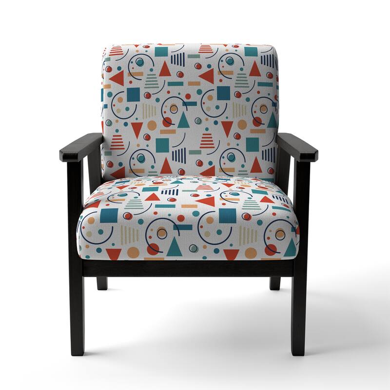 Designart "Multicolor Trendy Geometric " Upholstered Patterned Accent Chair and Arm Chair