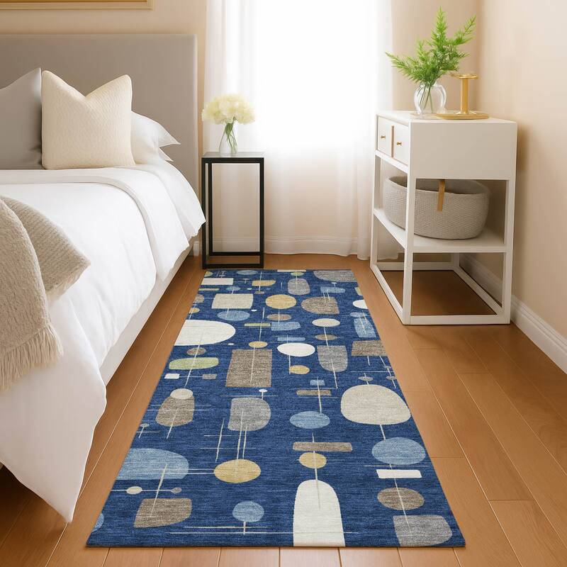 Machine Washable Indoor/ Outdoor Contemporary Fun Chantille Rug