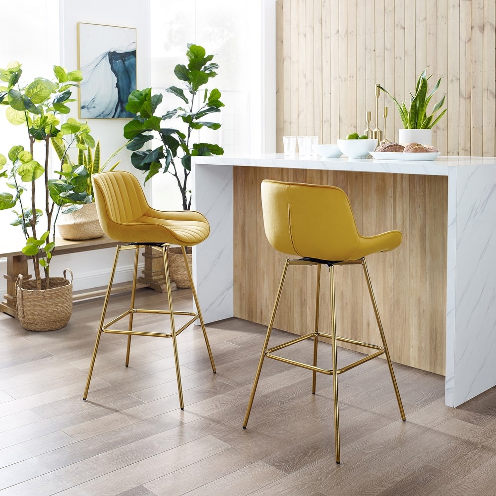 Art Leon Modern Swivel Velvet Barstool (Set of 2)