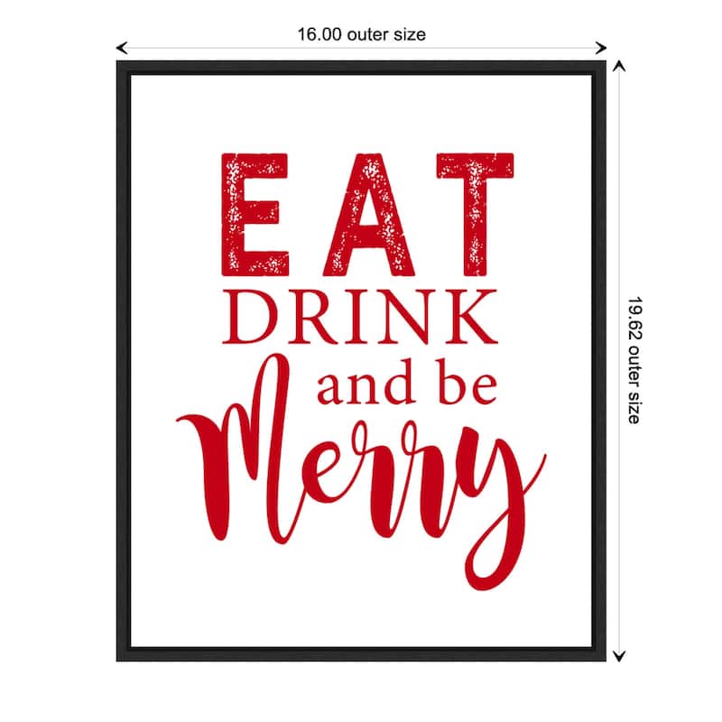 Eat Drink and Be Merry Red by Amanti Art Portfolio Framed Canvas Wall Art