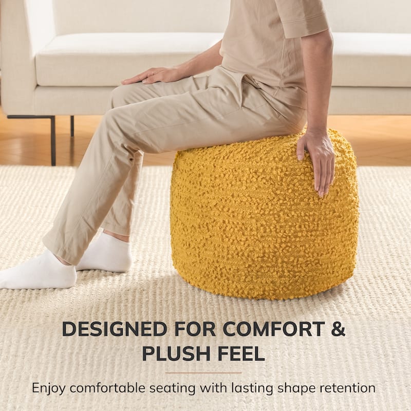 Jani 22-inch Terracotta Pouf - Handcrafted Handmade Round Ottoman for Seating, Footrest, Home Decor for Living Room, Bedroom