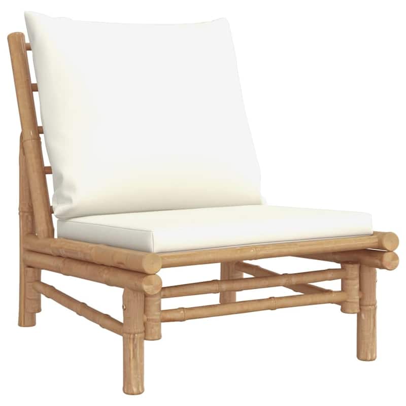 vidaXL 3/4/5 Piece Patio Lounge Set with Dark Gray Cushions Bamboo - 39.4" x 21.7" x 13"