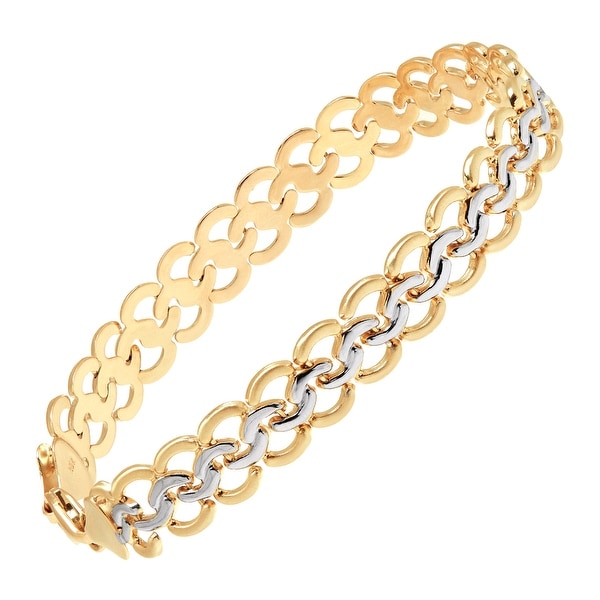 Eternity Gold Interlocking Circles Chain Bracelet in 10K Gold with Rhodium Plating