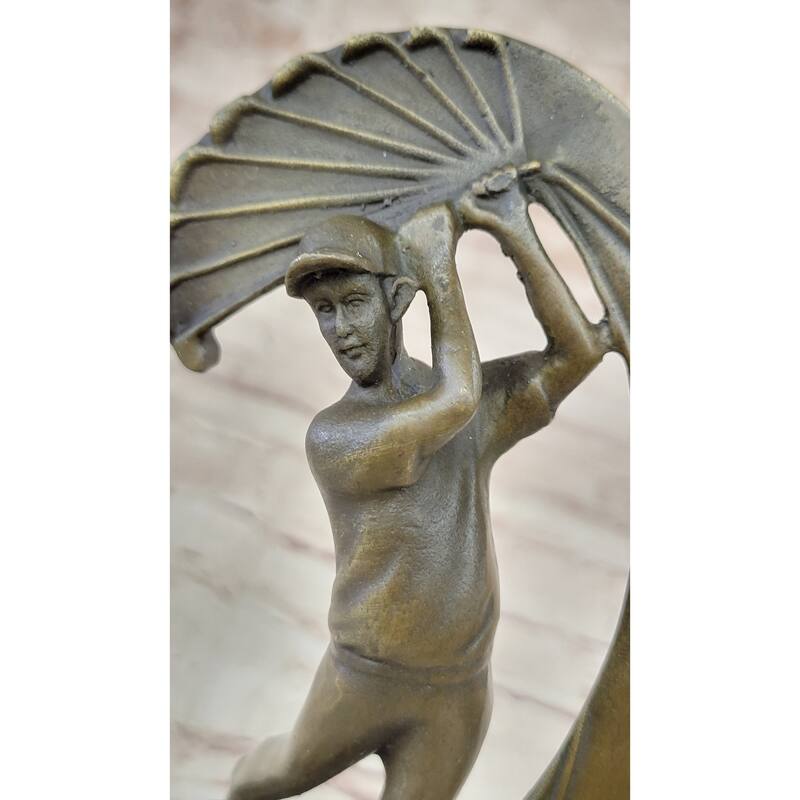 Male Figure Golf Celebration Trophy By Italian Artist Aldo Vitaleh Decor