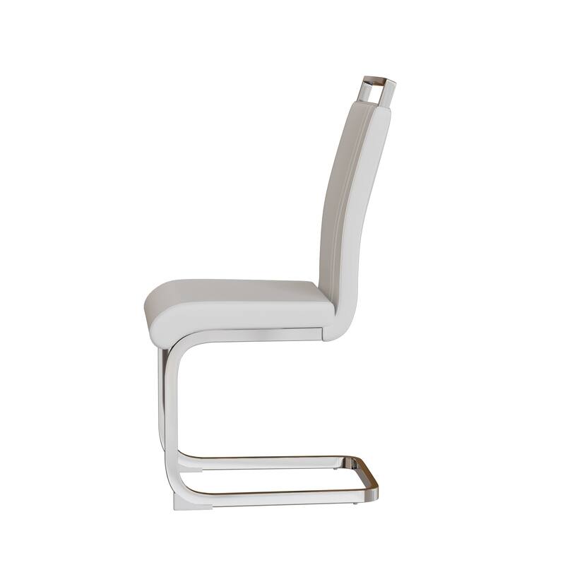 Modern Style Faux Leather High Back Dining Chairs Set of 2 with Metal Legs for Dining Room