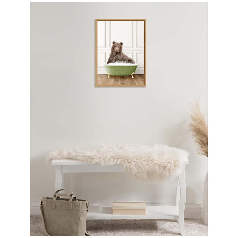 Kate and Laurel Sylvie Mother Bear in Transitional Bathtub Framed Canvas by Amy Peterson