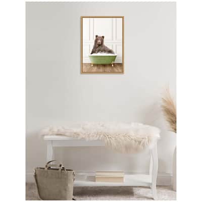 Kate and Laurel Sylvie Mother Bear in Transitional Bathtub Framed Canvas by Amy Peterson