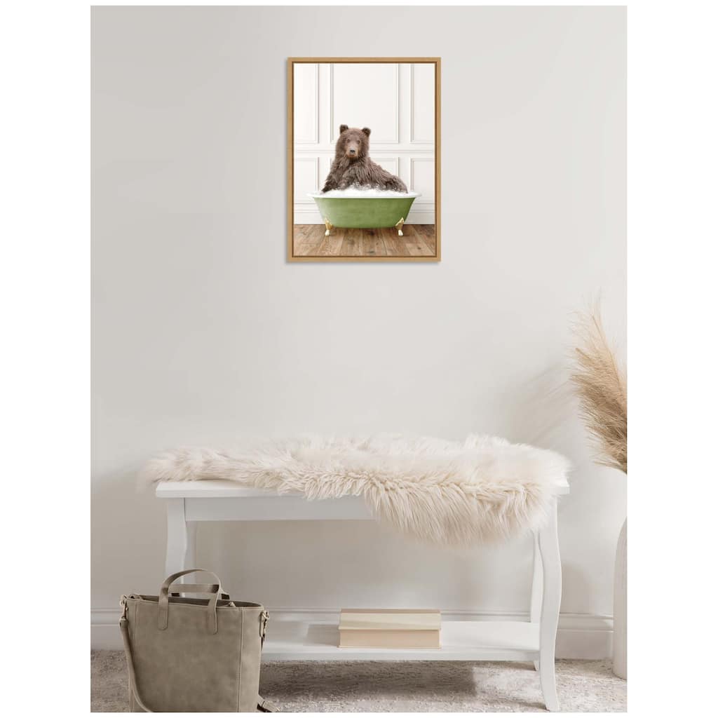 Kate and Laurel Sylvie Mother Bear in Transitional Bathtub Framed Canvas by Amy Peterson